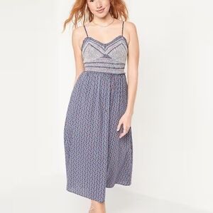 NEW Old Navy Embroidered Smocked Fit And Flare Midi Dress Size XXL Ditsy Floral